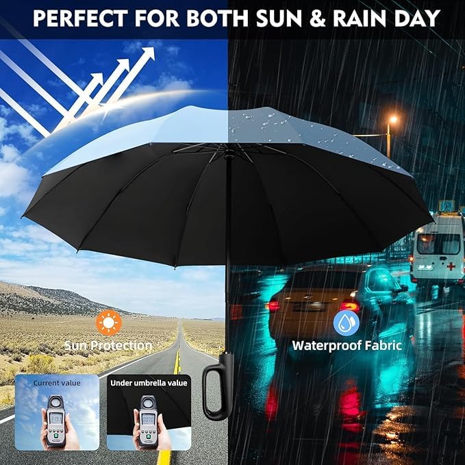 Image of Umbrella for Women | Umbrellas for Men | UV Coated 3 Fold Umbrella for Rain with Auto Open and Close Small Folding Travel-Foldable Windshield