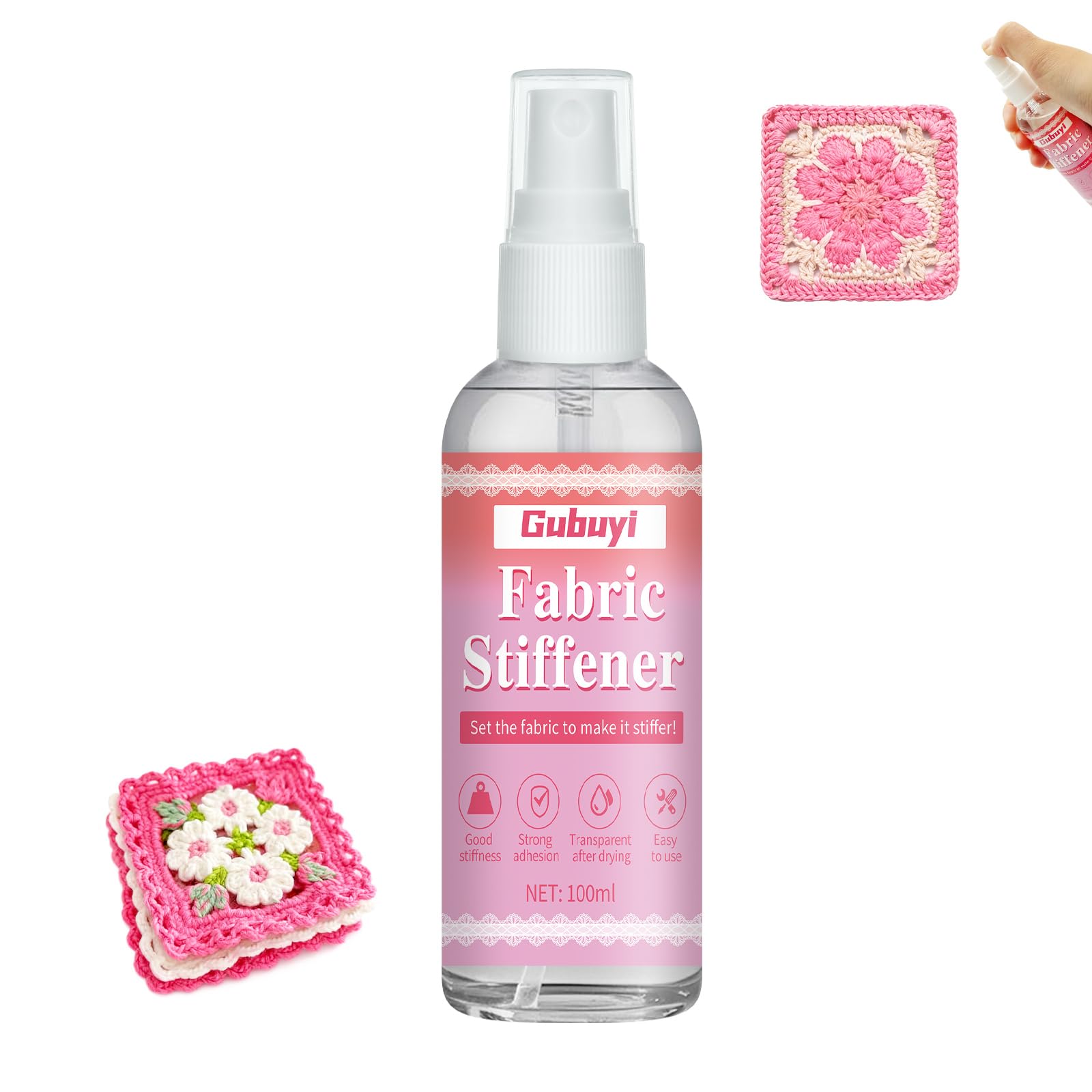 Durcisseur de textile Amidon 100ml pour Bricolage de Noël - Rigidifie Tissu Macramé  
Ren fortifiant textile 100ml - Mac