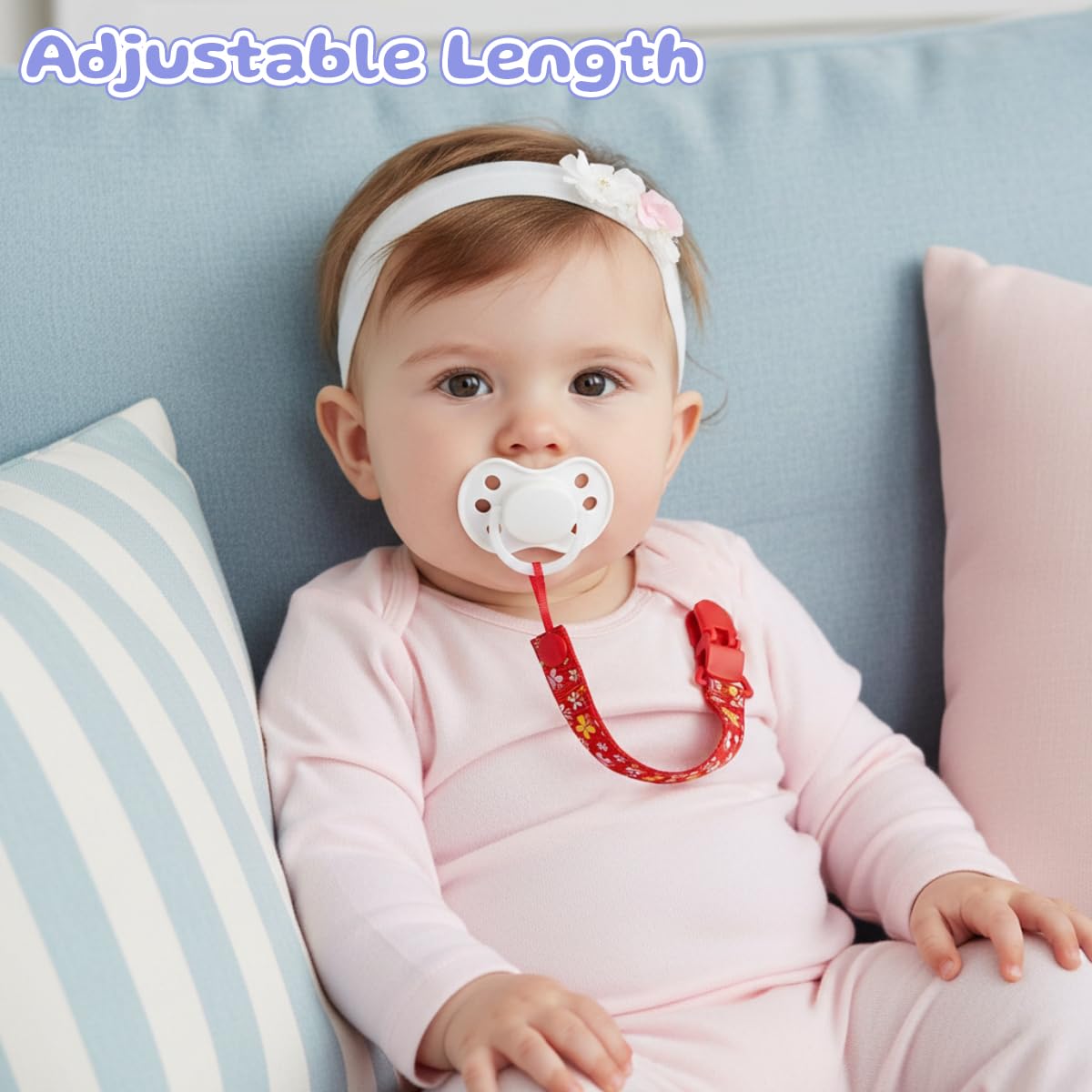 SNOWIE SOFT 2 Pcs Silicone Pacifier Clip Chain Holder for Baby 3