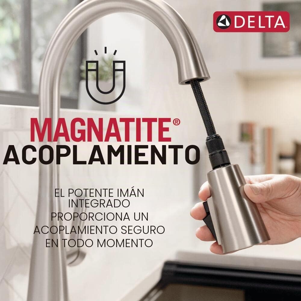 Delta Faucet Keele SpotShield - Grifo de cocina de acero inoxidable con pulverizador extraíble, grifo de fregadero de cocina para fregadero de cocina, cabezal de pulverización de acoplamiento