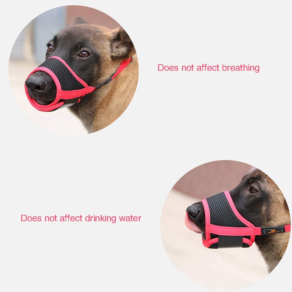 Maulkorb für Hundetraining, atmungsaktives Mesh und strapazierfähiges Nylon, verstellbar, mit weichem Polster für Training, Bellen, Beißen und Kauen, Schwarz, Größe M