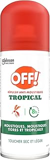 OFF Tropical Spray Sec - Répulsif Anti-Moustiques, Moustiques Tigres et Moustiques Tropicaux - Jusqu'à 8H de Protection - 1 Spray, 100ml