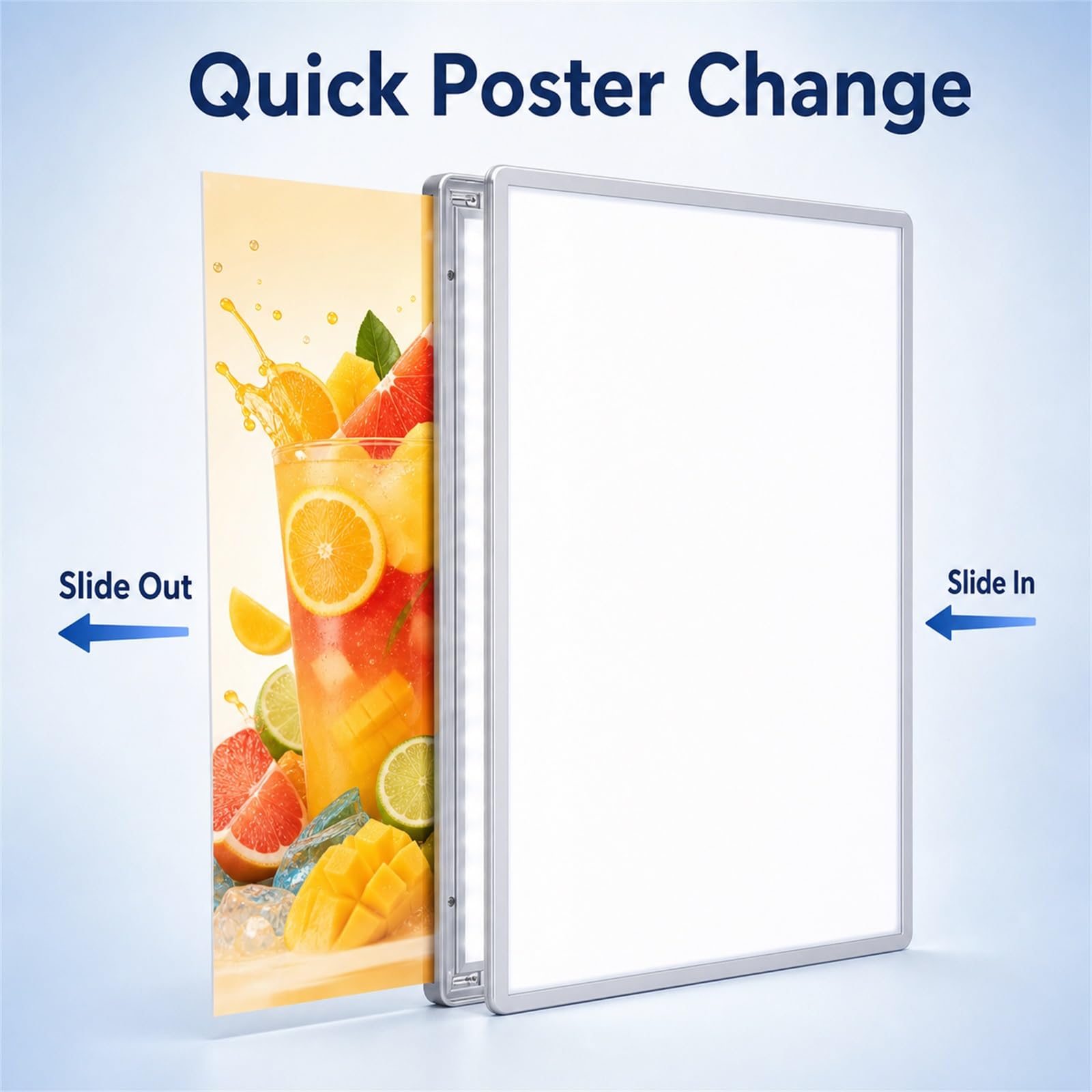 Pannello Menù retroilluminato a LED,Display Illuminato per Poster,Cornice per Poster illuminata a LED,Retroilluminato,Design Estraibile,per ristoranti,Negozi,Affari