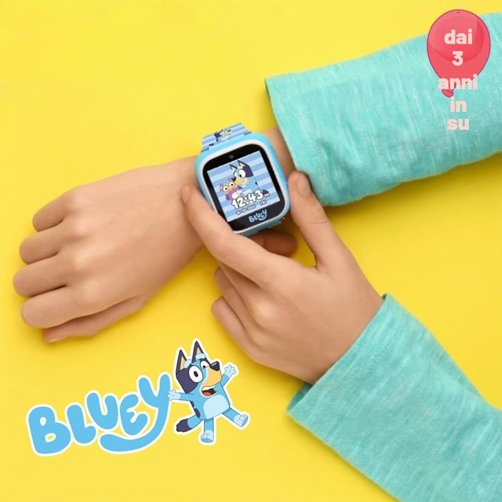 Accutime Bluey Smartwatch per bambini con fotocamera, giochi, pedometro e registratore audio per gioco creativo e apprendimento, touchscreen da 1,5", blu, adatto per polsi da 5,5 a 8 pollici, per