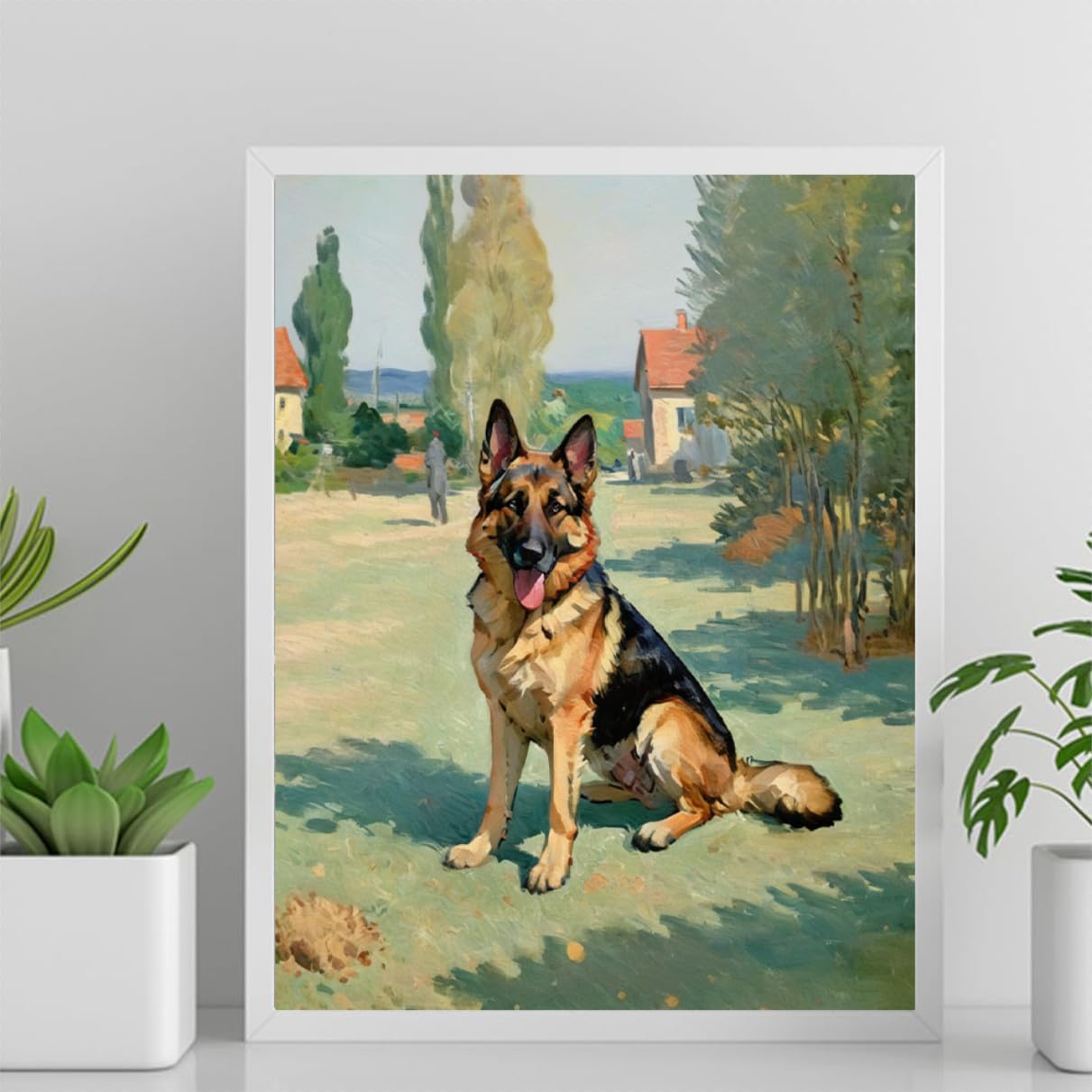 Paint by Numbers German Shepherd Dog DIY Acrylic Painting Kit with Brushes Pigment Oil Painting Artwork Adults Beginners Wall Decor 12x16inch(30x40cm) Frameless