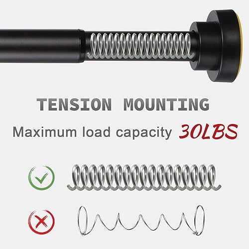 Miniatura 2 de Barra de cortina de ducha ajustable de 43 a 78 pulgadas, barra de cortina de tensión de resorte de 1 pulgada de diámetro, sin taladro, barra de