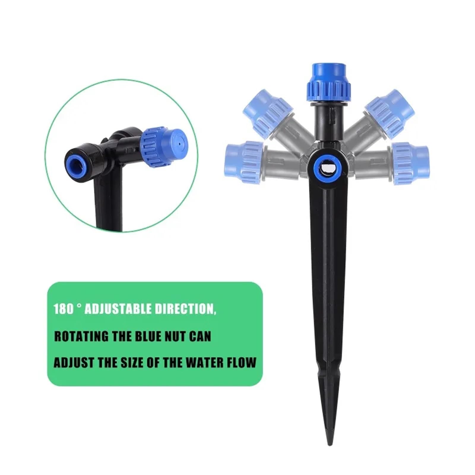 Fournitures de Jardin Goutteur d'irrigation réglable de 1/4" arroseur à 360 degrés Outil d'arrosage Goutte à Goutte Tuyau de 4/7 mm Jardin Cour Serre Fournitures d'irrigation(10 PCS)