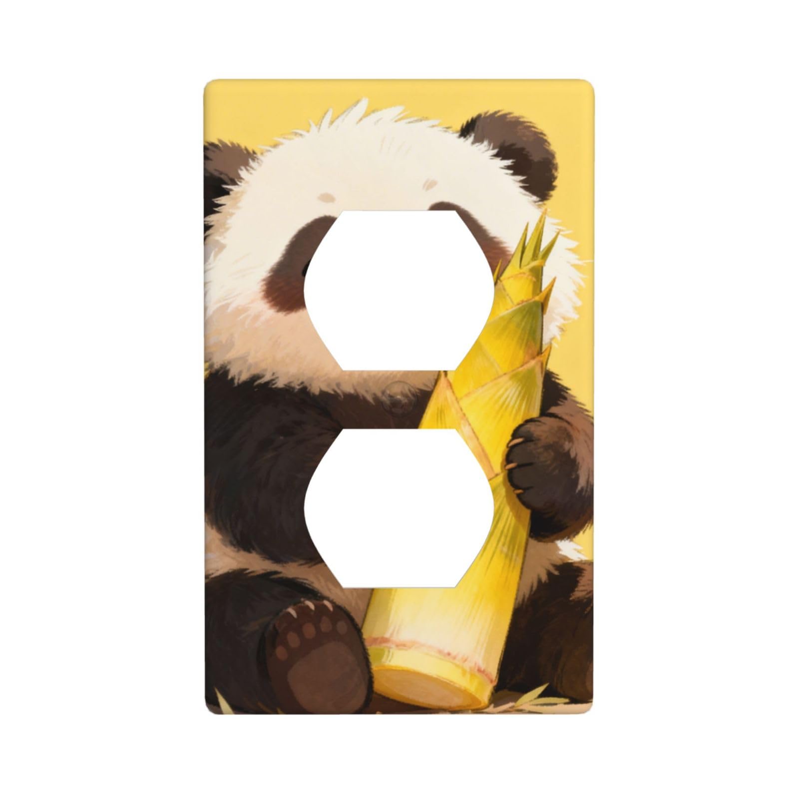 Panda Eating Decorative Switch Plate Cover-Unbreakable Polycarbonate Wall Plate for Home Office, 1 Gang with Screws