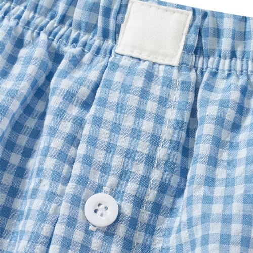 Image of Y2k Plaid Shorts Cute Baggy Ginghem Boxer Shorts for Women Checked Lounge Pajama Bottom Preppy Sleep Pj Shorts
