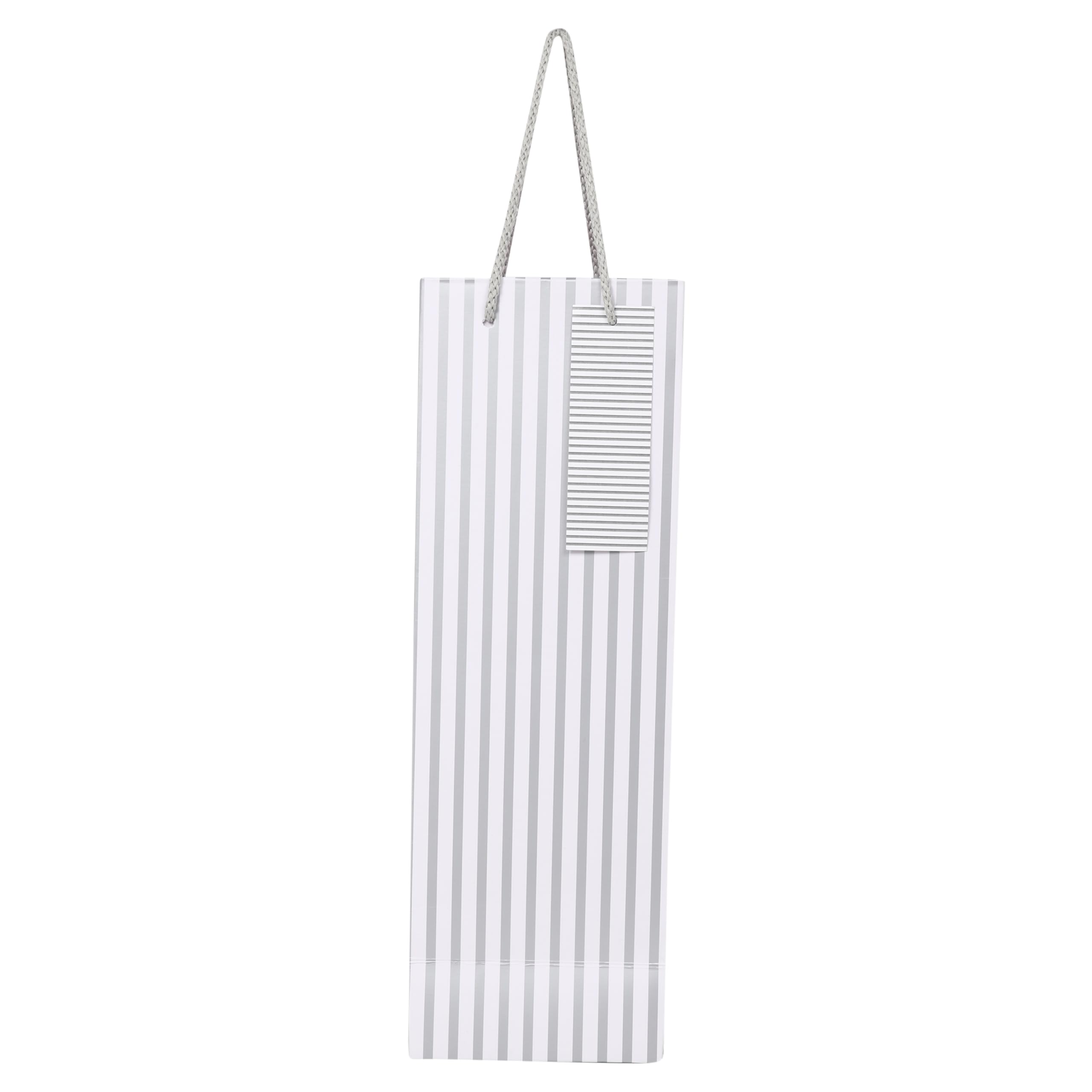 Wine Gift Paper bag | Hampton Local Wine bottle bag - Silver Stripe Pack of 5. (14 X 5 X 3.5 Inches)