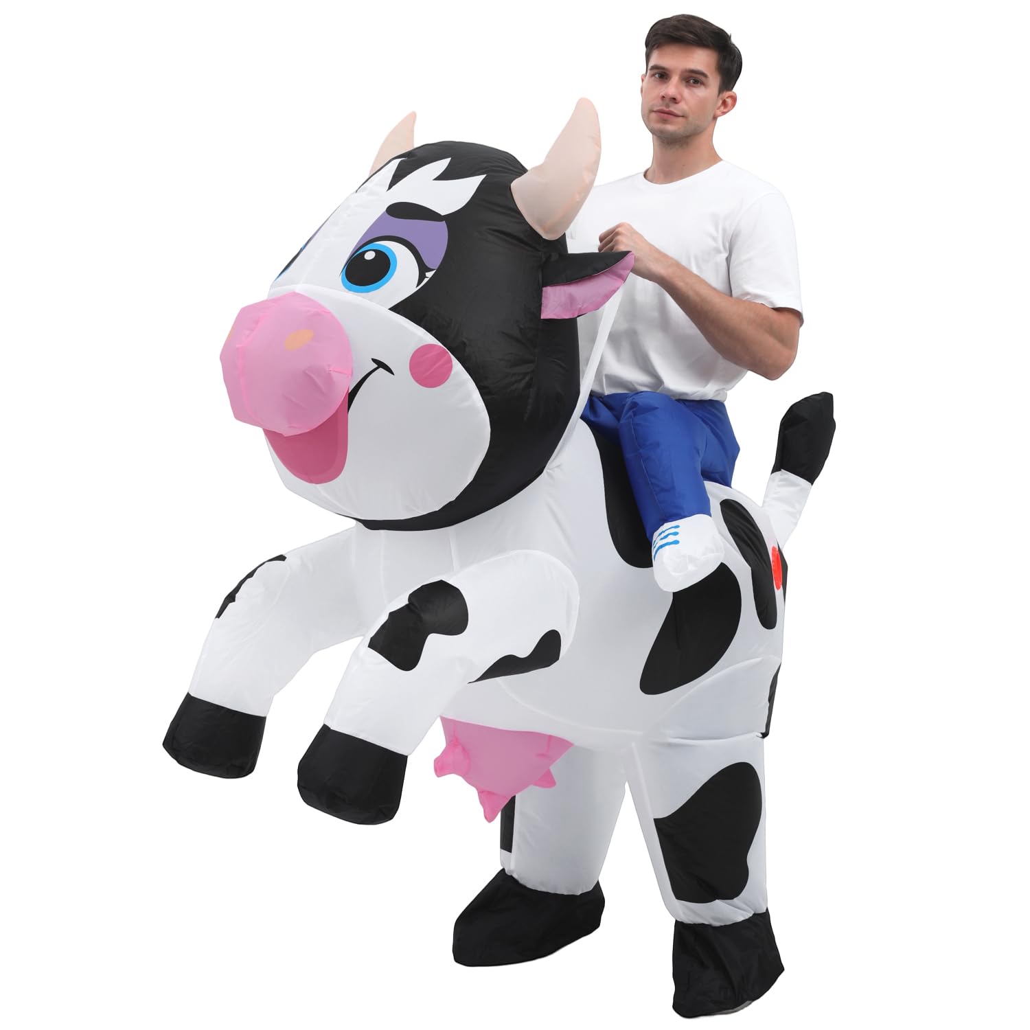 RHYTHMARTS Costume gonfiabile da mucca, costume da mucca, costume gonfiabile per Halloween, per adulti
