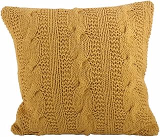 Fennco Styles Cable Knit Design Cotton Throw Pillow 20 x 20 Inch - Saffr...