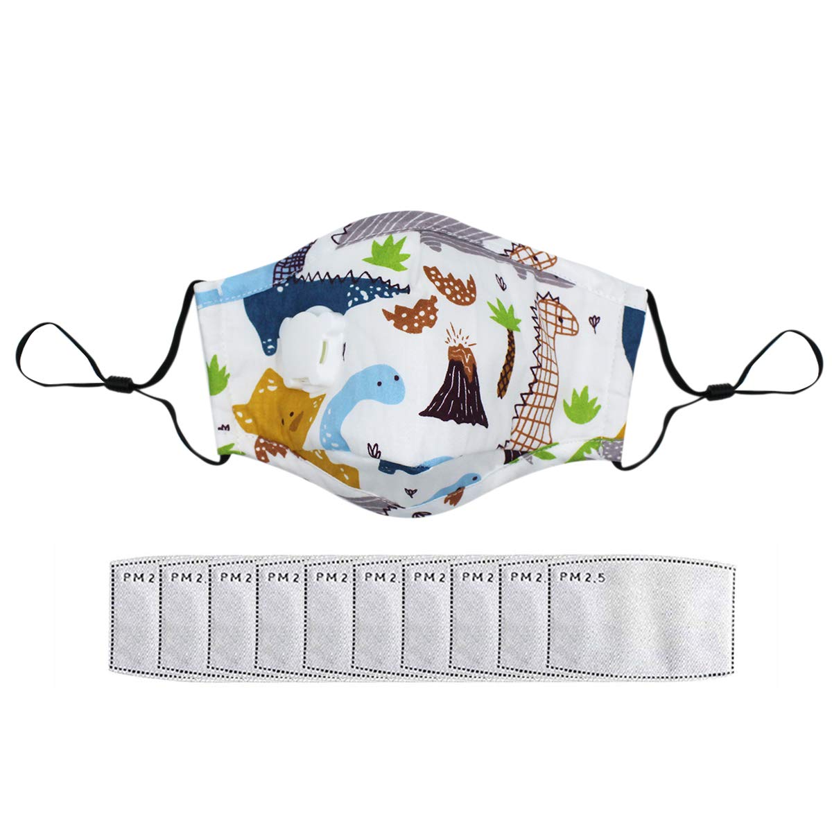 Cuddty Anti Fog Face Covering with Vent Washable Reusable Cute Cotton Breathable Patterned Printed Cloth Shield for Unisex Kids 10Pcs Replaceable Pads