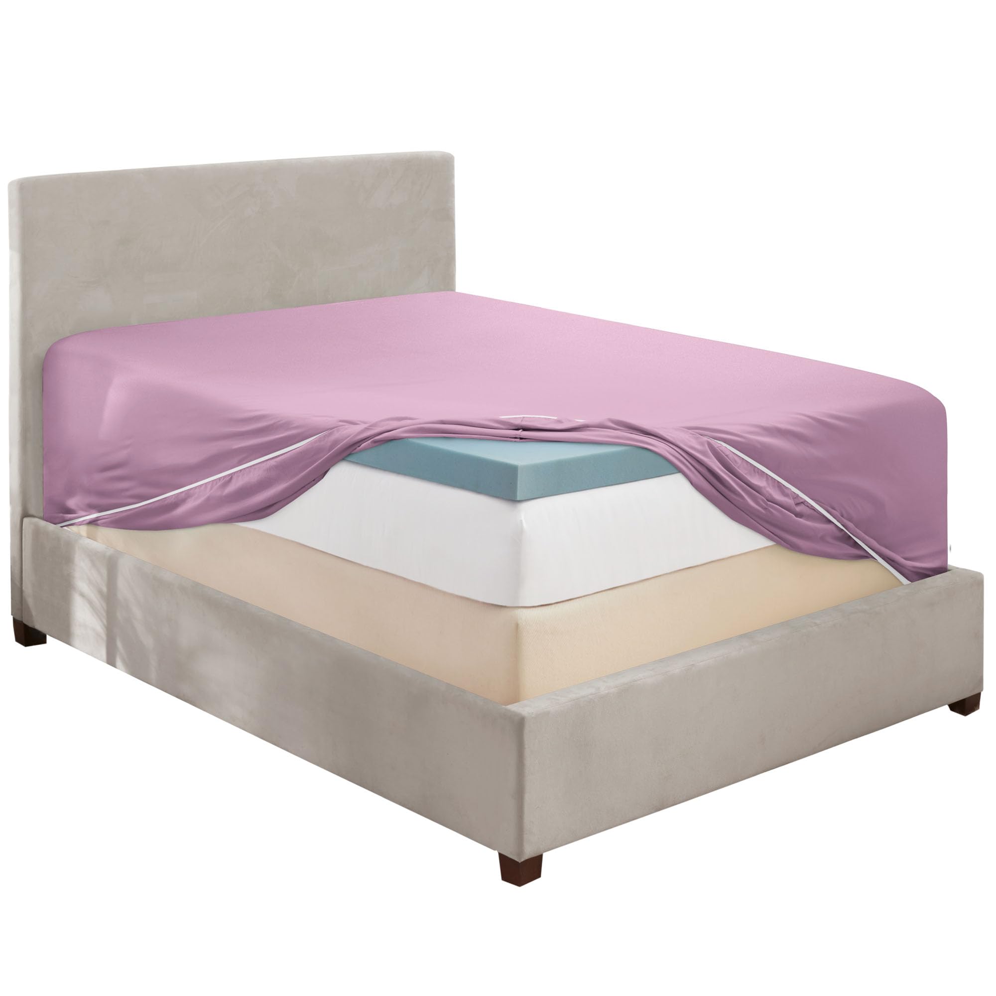 Photo 1 of ***PURPLE*** Hearth & Harbor Extra Deep Pocket Queen Fitted Sheet - Fits 18 to 24 Inch Mattress – Ultra Soft 1800 Microfiber, Wrinkle-Free & Breathable – Hotel Luxury Fitted Sheet Only, Lavender