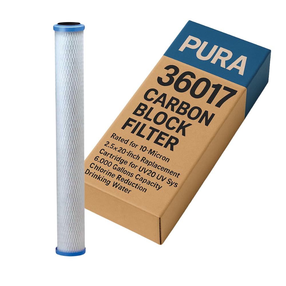 36017 Carbon Block Filter 10-Micron 2.5" x 20" for UV20 UV Systems Replacement Pura Aqua Flo Filter