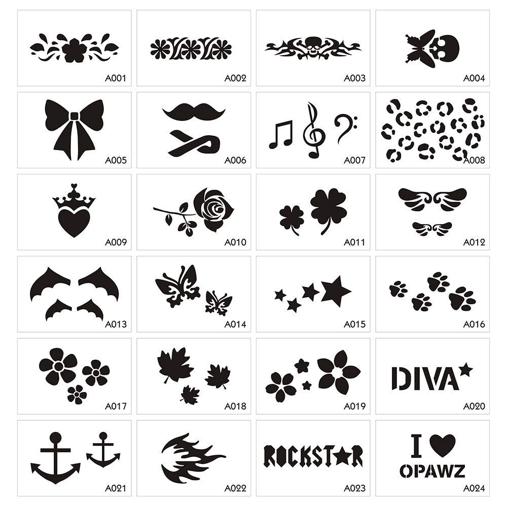 amazon-com-opawz-tattoo-stencil-set-24pcs-unique-designs-stencils-templates-for-pets-pet-supplies