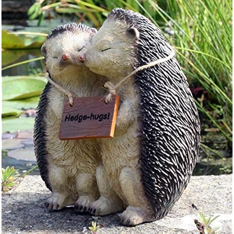 Holly and Harry Hedgehogs 22cm tall, Resin Garden Ornament Cover