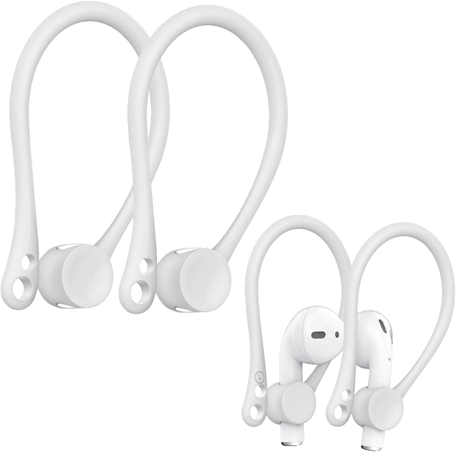 EarHooks Compatible for AirPods, Anti-Lost Secure Ear hook Silicone Holder Ear Attachment Loops Accessory for Apple AirPods 1 Airpods 2 Earphone Perfect for Outdoor Activities White White