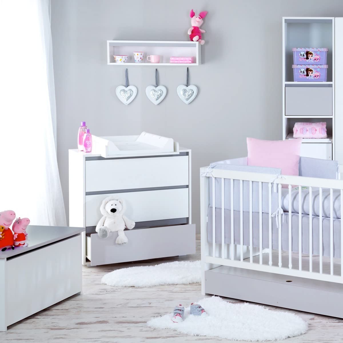 DALIA - Cómoda para bebé con cambiador extraíble y 3 cajones, color blanco