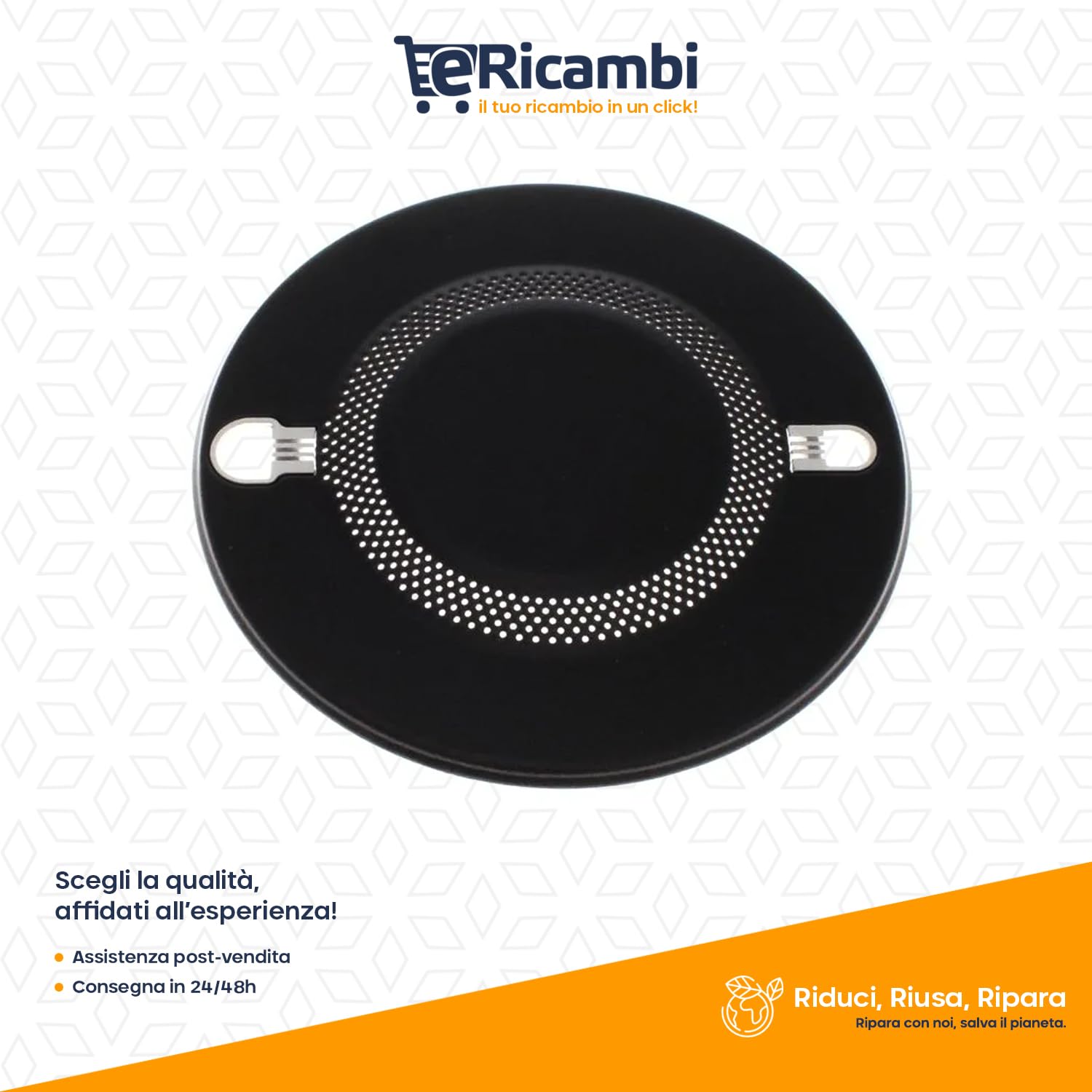 Cappellotto Spartifiamma Ausiliario Per Piani Cottura Ariston, Indesit, Hotpoint - Diametro 111mm, Ricambio Per Modelli 7HPK644DGHXHA, 7HPK755DGHXHA