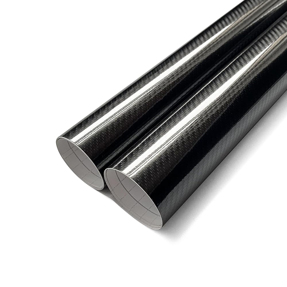 Taśma samoprzylepna winylowa Carbon Fibre, Winylowa folia samochodowa 6D z włókna węglowego, błyszcząca czarna, wiele rozmiarów(50cmX200cm)