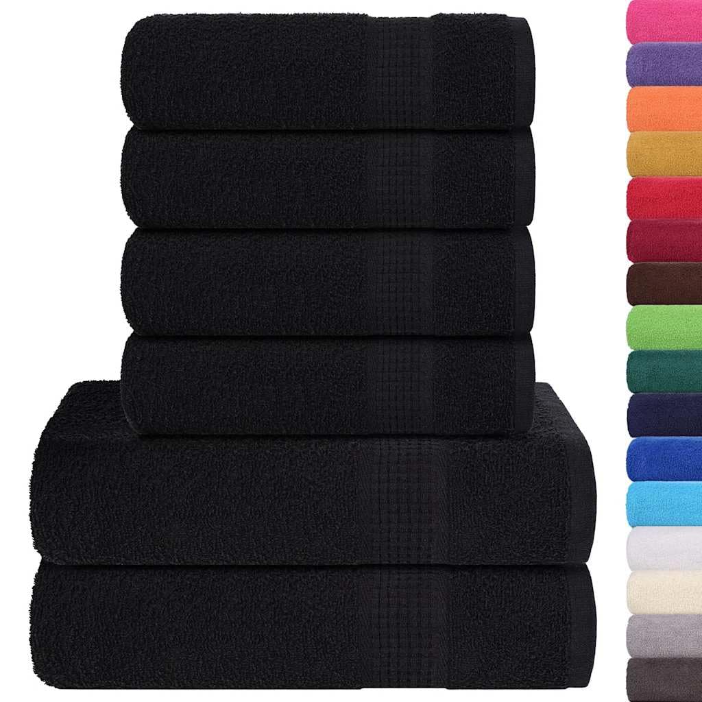 vidaXL 6-cz. zestaw ręczników, FROGN, czarny, 360 g/m²