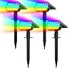 Flaow Solar Color Changing Lights Outdoor, Multi-Color RGB Landscape Spotlight, IP65 Waterproof Solar Powered Garden Lights, Solar Spot Lights for Pathway Tree Garden Halloween Christmas, 4 Pack [Energy Class E]