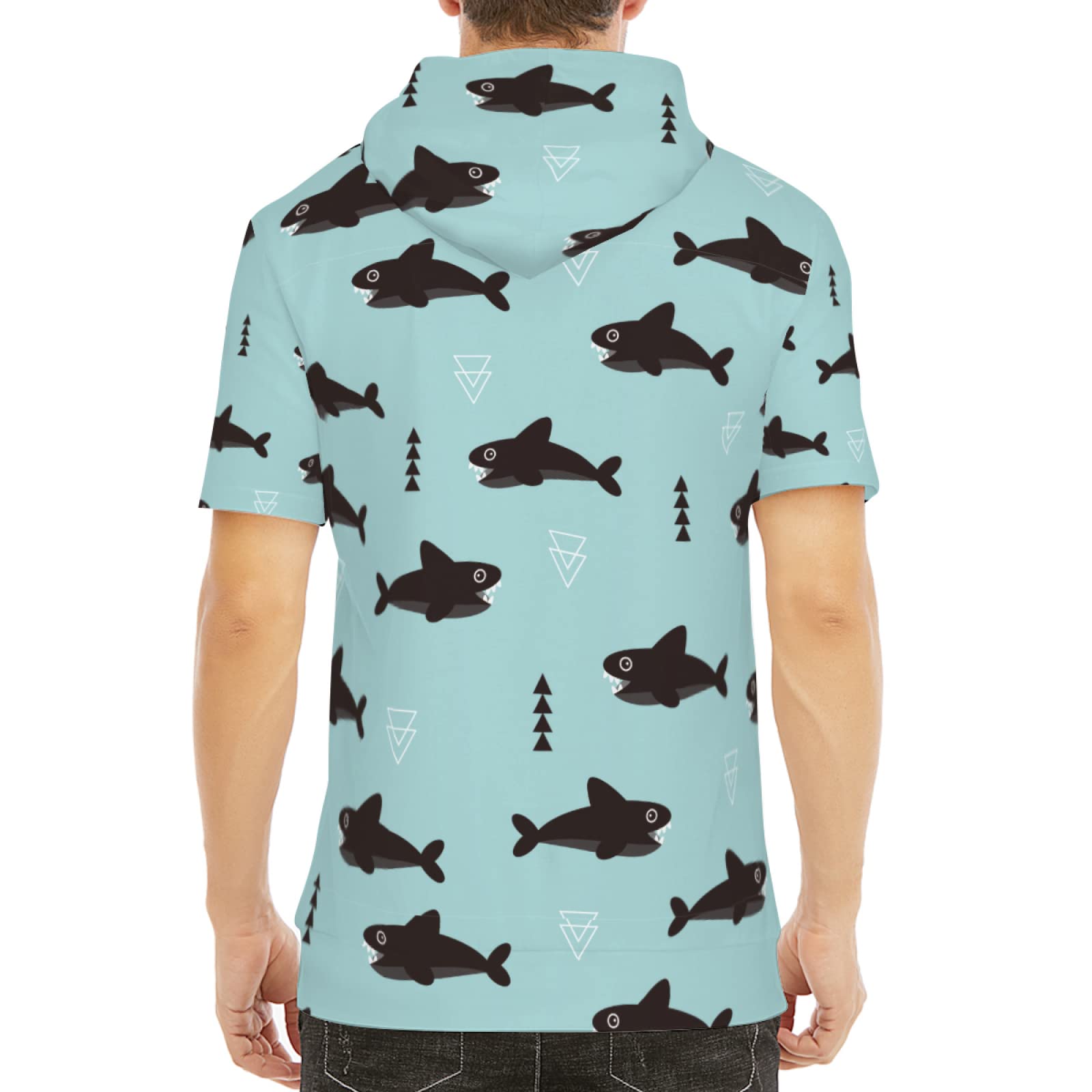 Amazon.co.jp: 夏服 半袖パーカー 鮫 サメ アニマル柄 動物 Tシャツ 