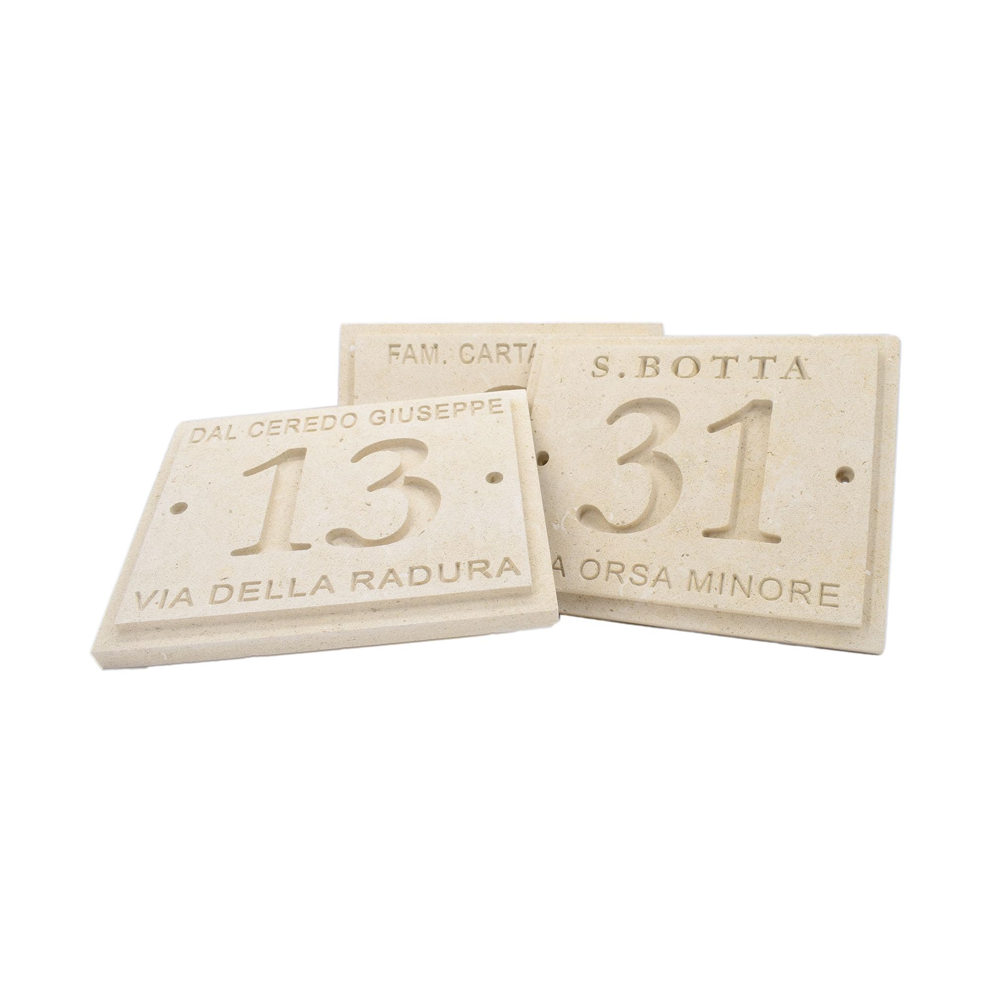 Numero civico esterno personalizzato inciso con nome della Via in Pietra Leccese misura 20x16cm numeri lettere da esterno targhetta cassetta postale campanello porta ingresso villa belle arti