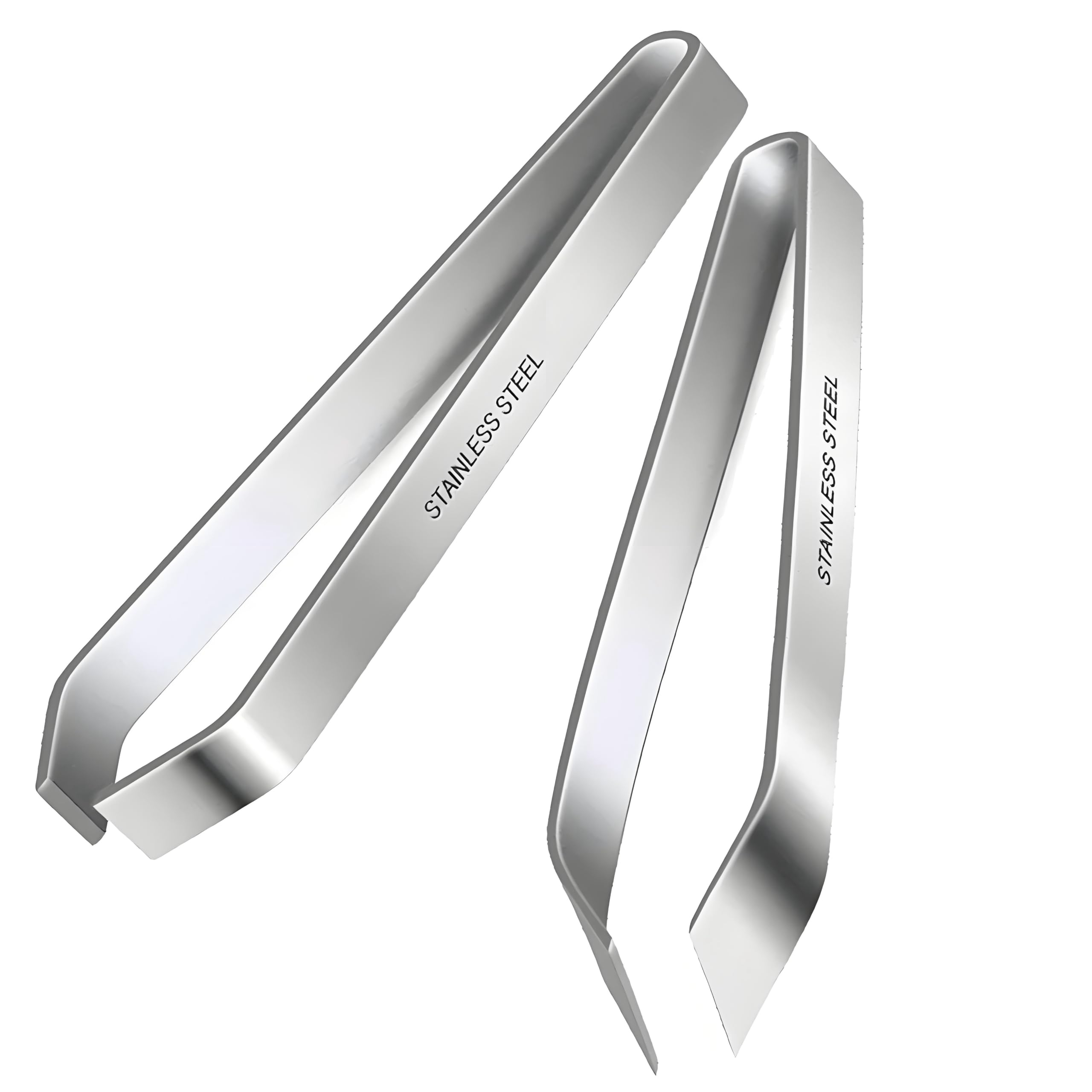 2 Pieces Fish Bone Tweezers, Stainless Steel Flat and Slant Tweezers Pliers Remover Tool (4.6")