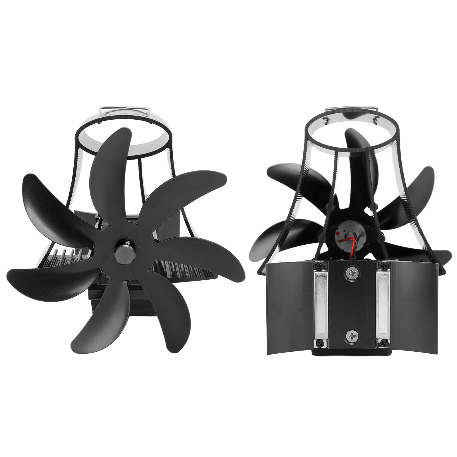 Ejoyous Ventilador de Estufa de Leña, Ventilador de Estufa de Leña de Aleación de Aluminio de 7 Aspas, de Chimenea de Tubo Magnético con Motor Silencioso, para Chimenea, Quemador de, Calefacción de