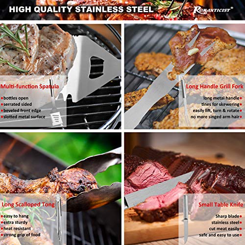 ROMANTICIST-35PCS-Barbecue-Tool-Set-with-Storage-Bag-Portable-Grill-Tool-Kit-Professional-BBQ-Set-for-Outdoor-Cooking-and-Camping-Grill-Accessories-Sets-Camping-Backyard-Silver