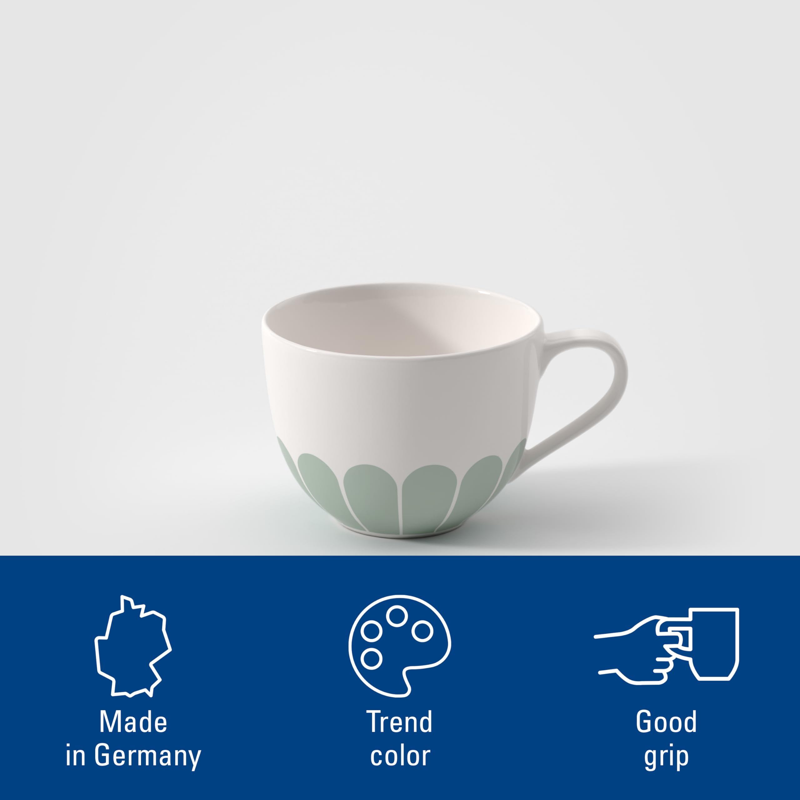Villeroy & Boch - Fleur vert tazza da caffè verde, lavabile in lavastoviglie, utilizzabile in microonde, tazza caffè o tè, tazza motivo floreale, tazza da cappuccino, tazza da tè, Porcellana Premium