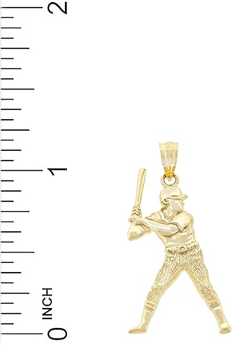 Miniatura 2 de Charm America - Gold Baseball PlayerBatter Charm - 10 Karat Solid Gold