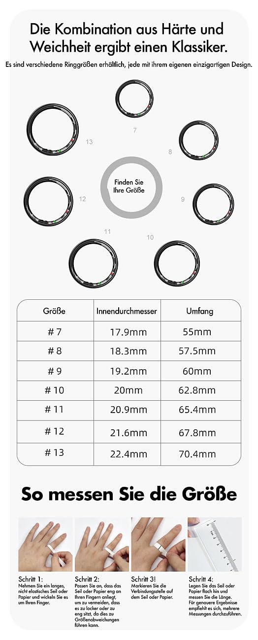 Newgen Medicals Schlaf-Fitness-Ring: Fitnesstracker-Ring, Touch-Bedienung, Herzfrequenz, SpO2, 5 ATM, Gr.57 (Smart mit Herzfrequenzmessung, Activity-Tracker, Akkus)
