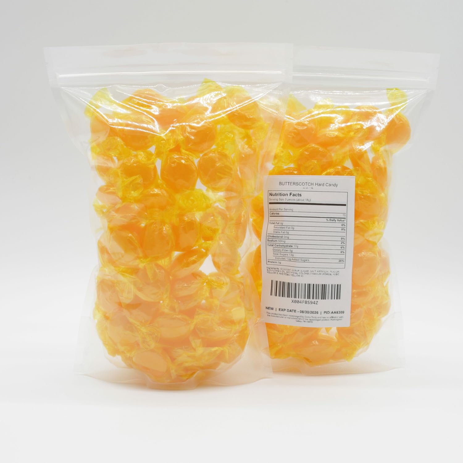 BUTTERSCOTCH Hard Candy 5 lb – Individually Wrapped, Bulk Old Fashioned Candy in Resealable Bag, Classic Creamy Buttery Flavor, Long Lasting