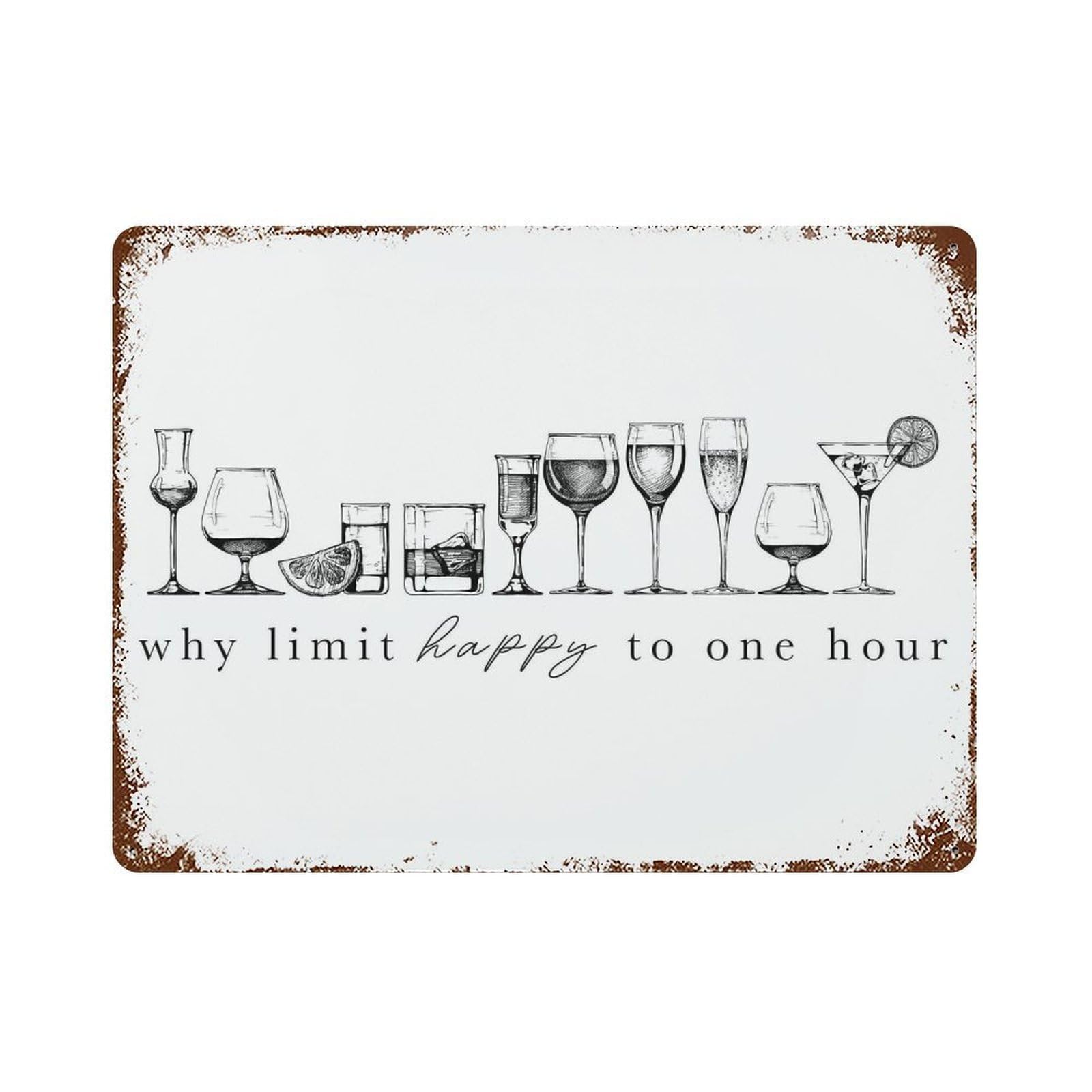 xiaoxiaoshen Happy Hour Sign Bar Cart Decor (2) Wall Decor Art Metal Tin Poster Modern Home Decor Art Home Bar Shop Decorations Vintage Sign 30x40cm