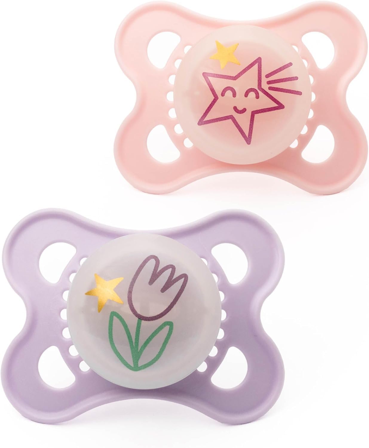 MAM Night 0-6M Soother 2PK - Pink