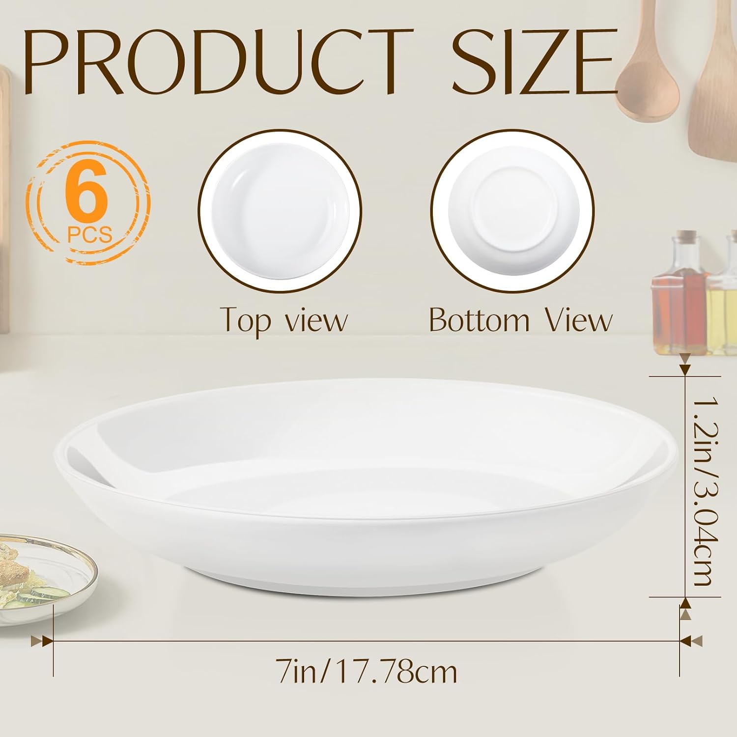 6 Pieces Dessert Plates, Appetizer Plates, 7 Inch, Round, White