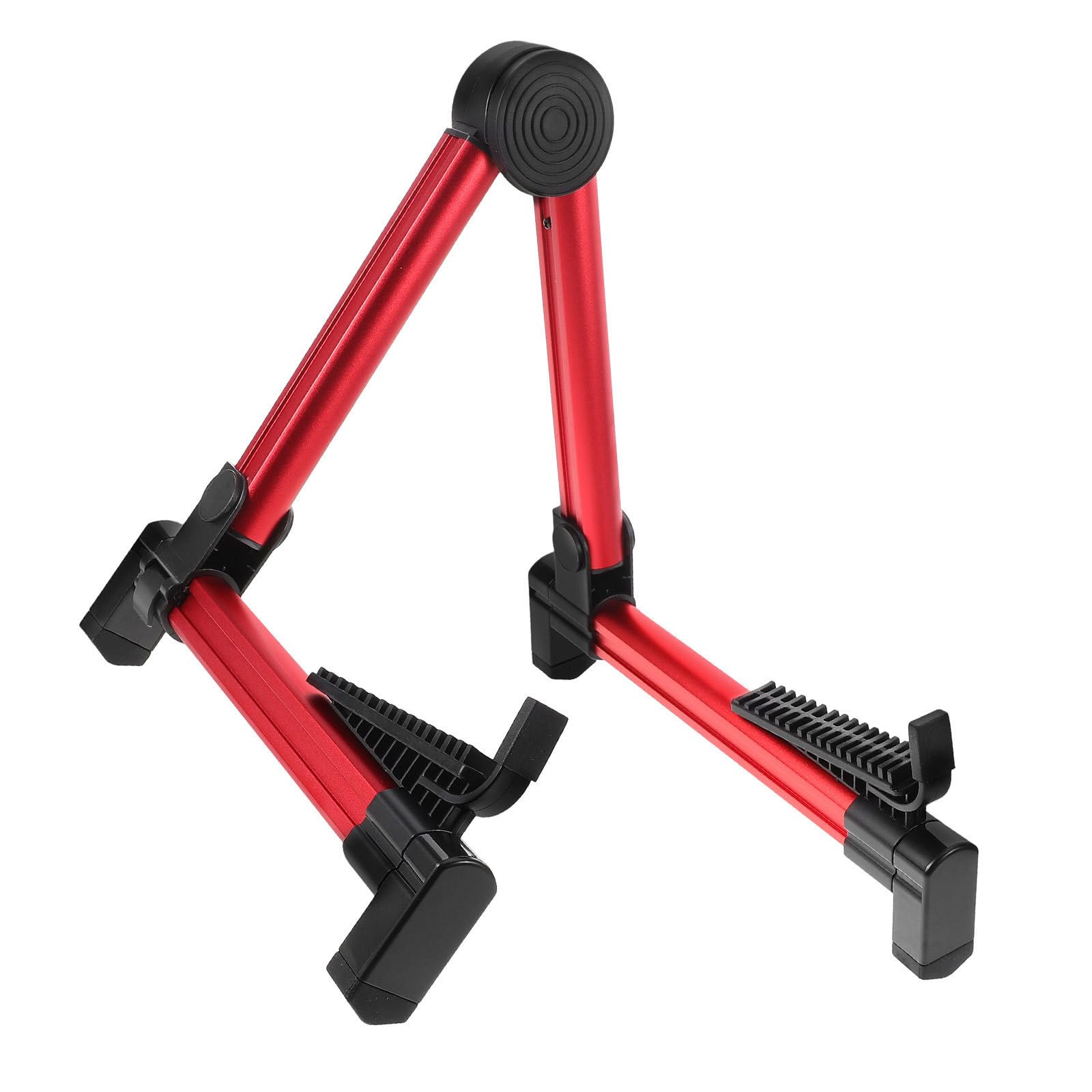 Support de guitare pliable en alliage d'aluminium rouge et silicone durable