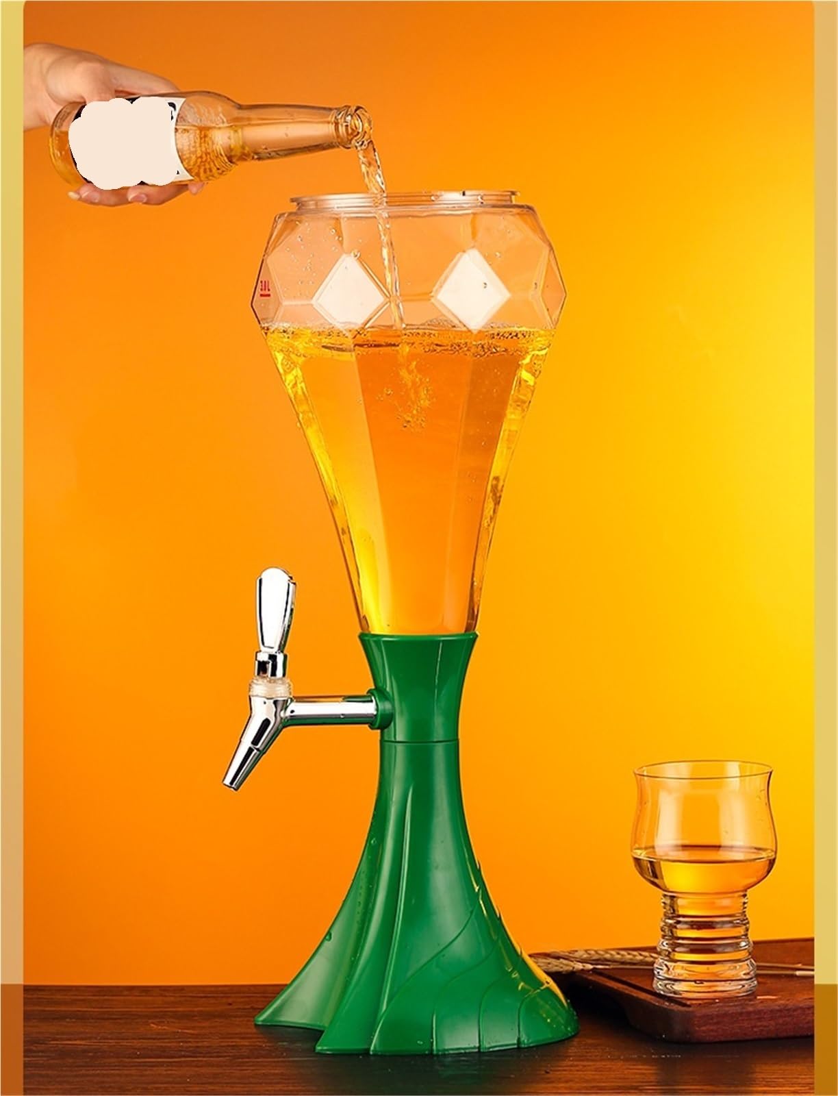Dispensador Cerveza Dispensador De Cerveza Sheer 3 L con Tubo Hielo Extraíble para Casa Bar(Yellow)