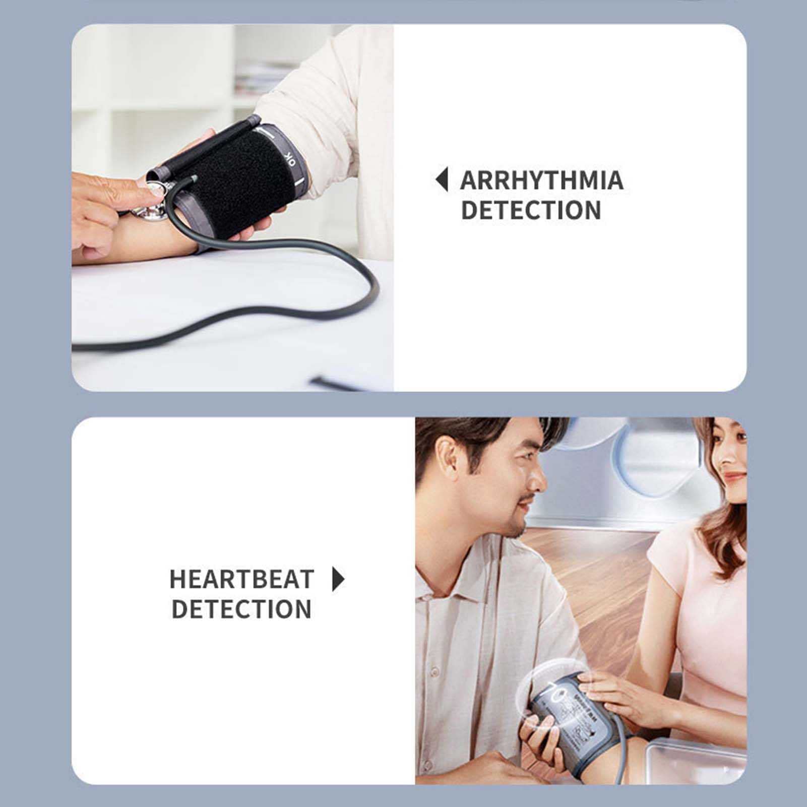 Esfigmomanómetro Arm Home, Alimentado por USB, presurización Completamente automática, Pantalla Grande, transmisión de Voz, Monitor de presión Arterial multifunción (Blanco)