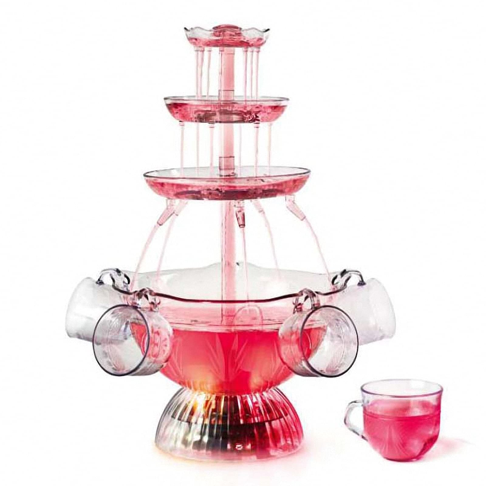 3-Tier Party Vino Fountain, Plastic LED Light-Up Drink Fontein met 5 Cups, voor Vintage drinkspelletjes/Bar/Home Party gebruik, gaat 1,5 Gallons