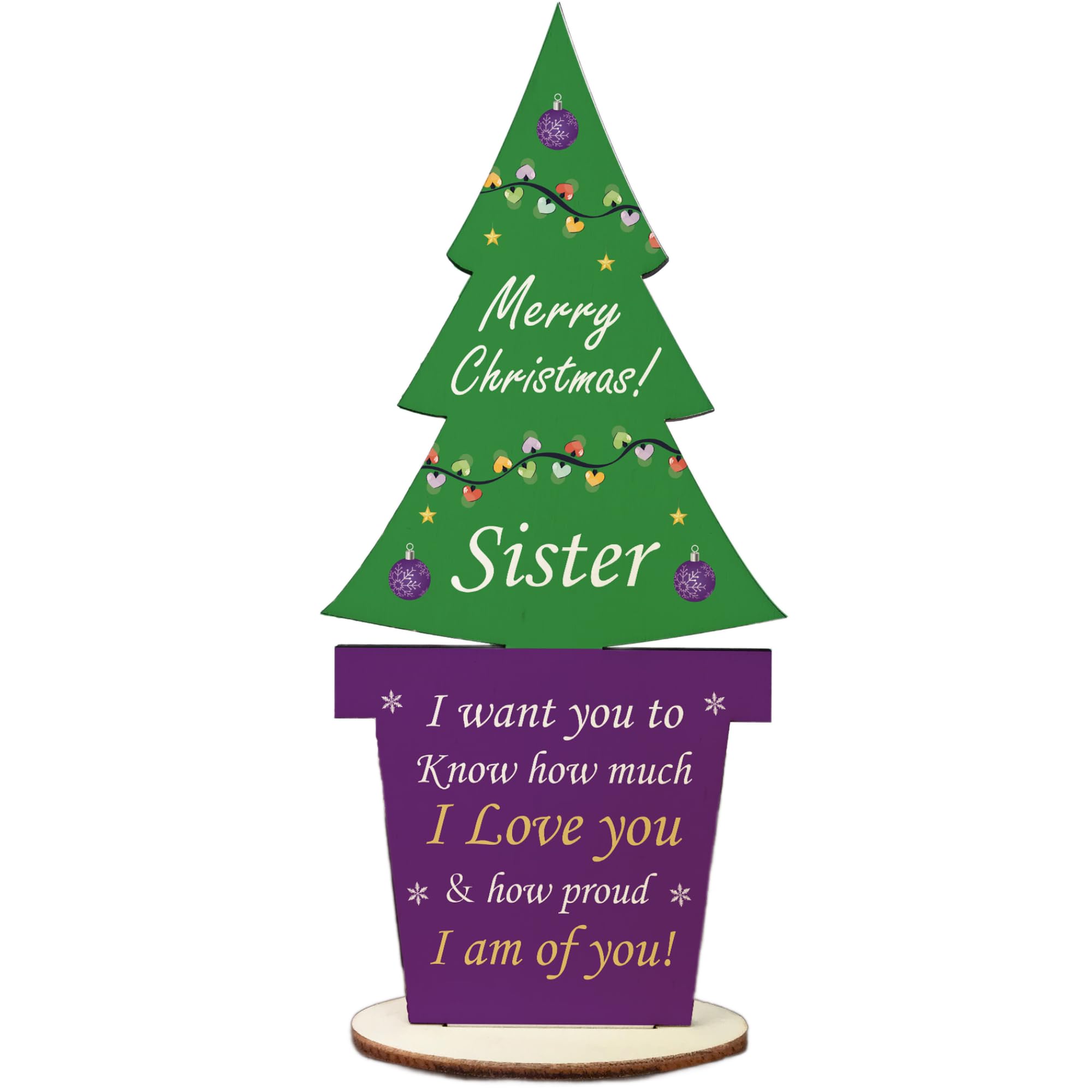 For Sister Wooden Christmas Tree Novelty Sister Gift Love Gift