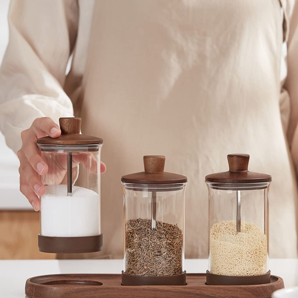NZPOST Barattoli per spezie Barattolo per condimenti Barattolo per Sale in Vetro Scatola per condimenti Cucina di casa Bottiglia per condimenti con glutammato monosodico Pettine