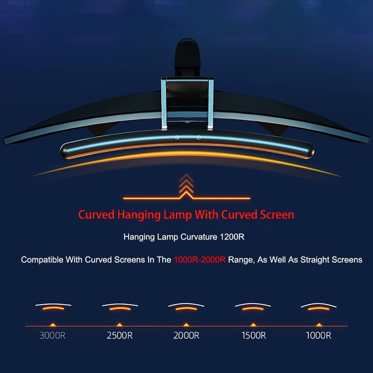 Computer Curved Monitor Lamp,Screen Mounted Light Bar with Touch Control,3 Color Temperature & Stepless Adjustment,USB Powered,No Screen Glare,E-Reading LED Task Lamps for Office Home Gaming,38CM