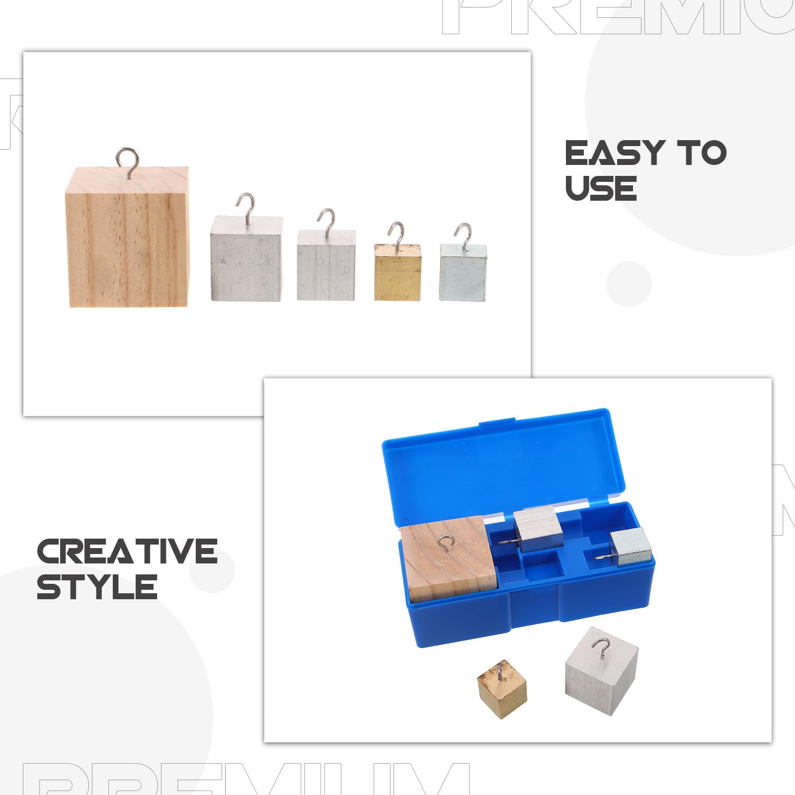 Cabilock 1 jeu de cubes de densité : blocs de métal en aluminium, fer et cuivre – Kit d’expérimentation physique pour la mesure de la densité et l’enseignement en laboratoire scientifique