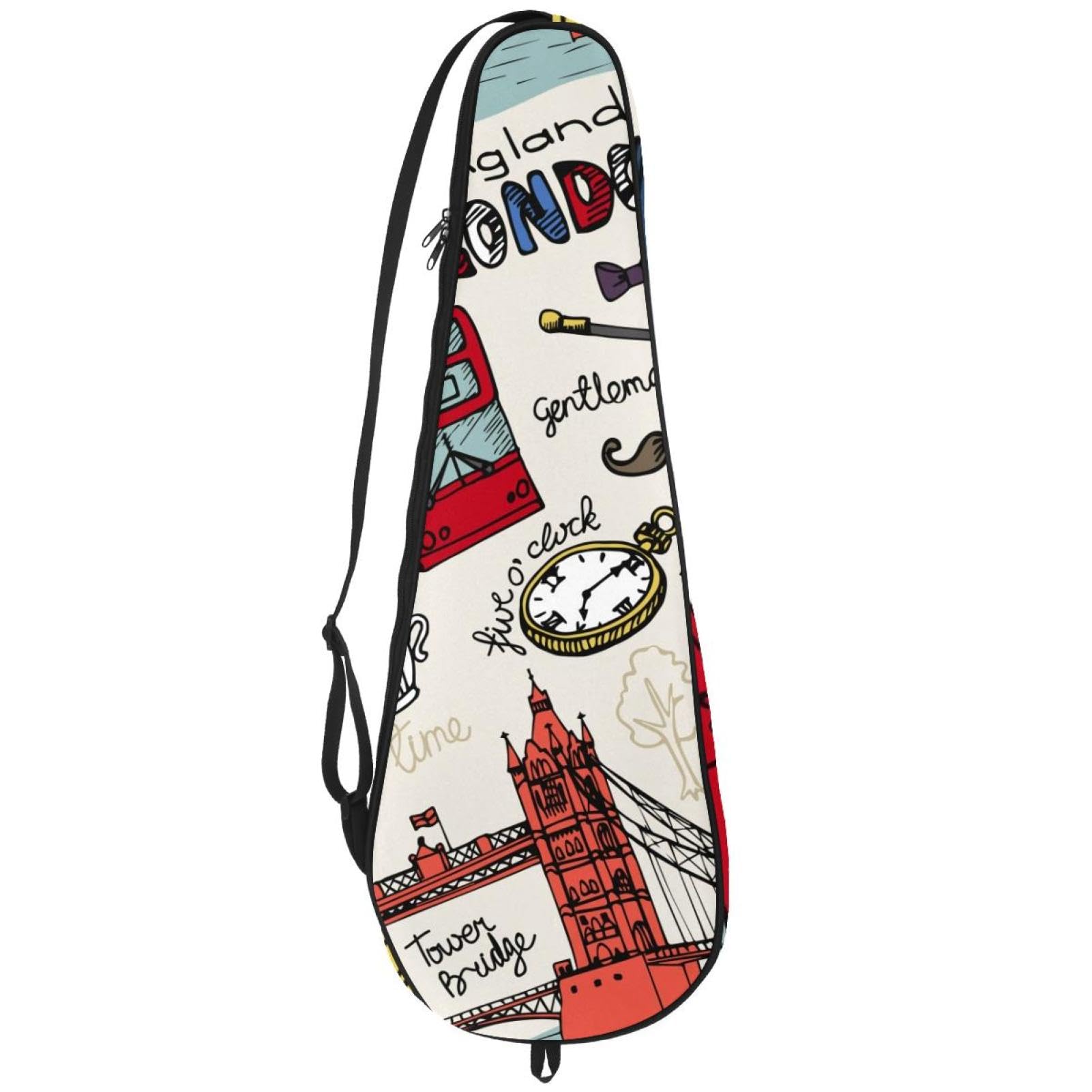 Bolsa para raqueta de bádminton, bolsa de raqueta de bádminton, bolsa de raqueta de tenis, bolsa de remo para 2 raquetas, símbolo de signo de referencia de viaje de Inglaterra