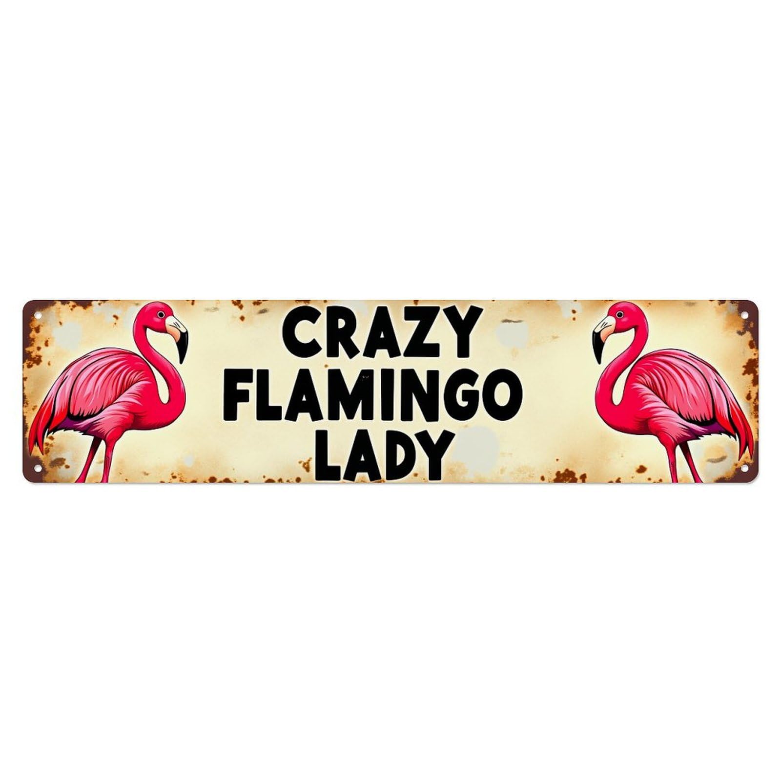 Jdyaojiesheng Vintage Crazy Flamingo Lady Pattern Print Tin Sign Retro Metal Wall Decor Metal Poster, Home Bar Garage Farmhouse Cafe Wall Art Decoration 4X16inch
