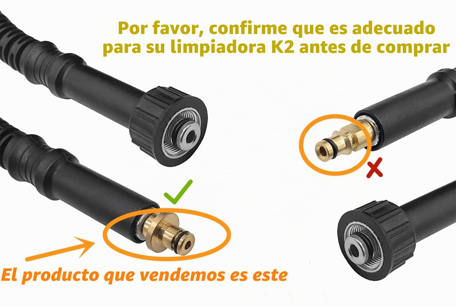 YUET Manguera de Alta Presión de 5M compatible con Lavadora de Alta Presión para Kärcher K2, K3, Conexiones con Sistema de Conexión Click Manguera de Extensión, M22 con Enchufe 10mm
